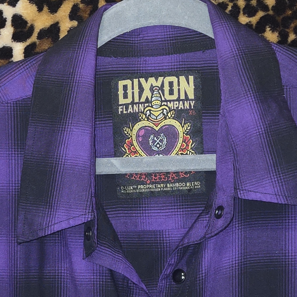 DIXXON Purple and Black Plaid Short Sleeve Button-Down Shirt - Picture 3 of 5